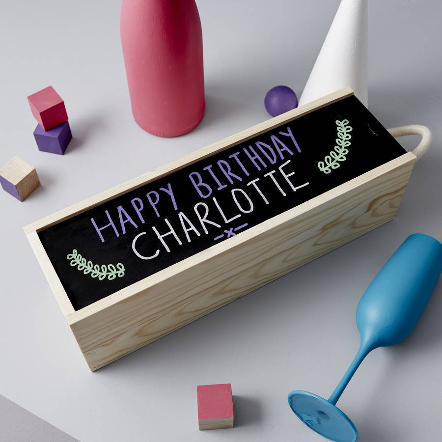 Personalised Blackboard Birthday Bottle Box