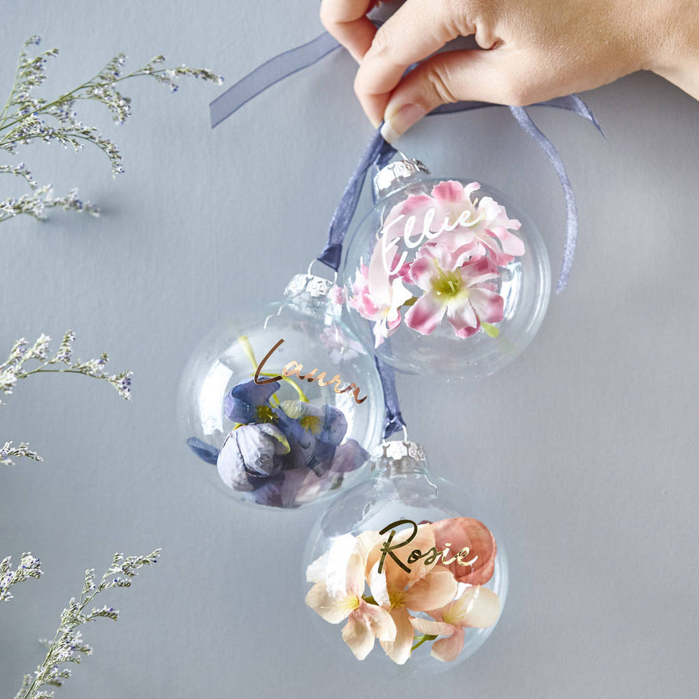 Personalised Blossom Glass Bauble