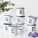 Personalised Botanical Initial Enamel Mug