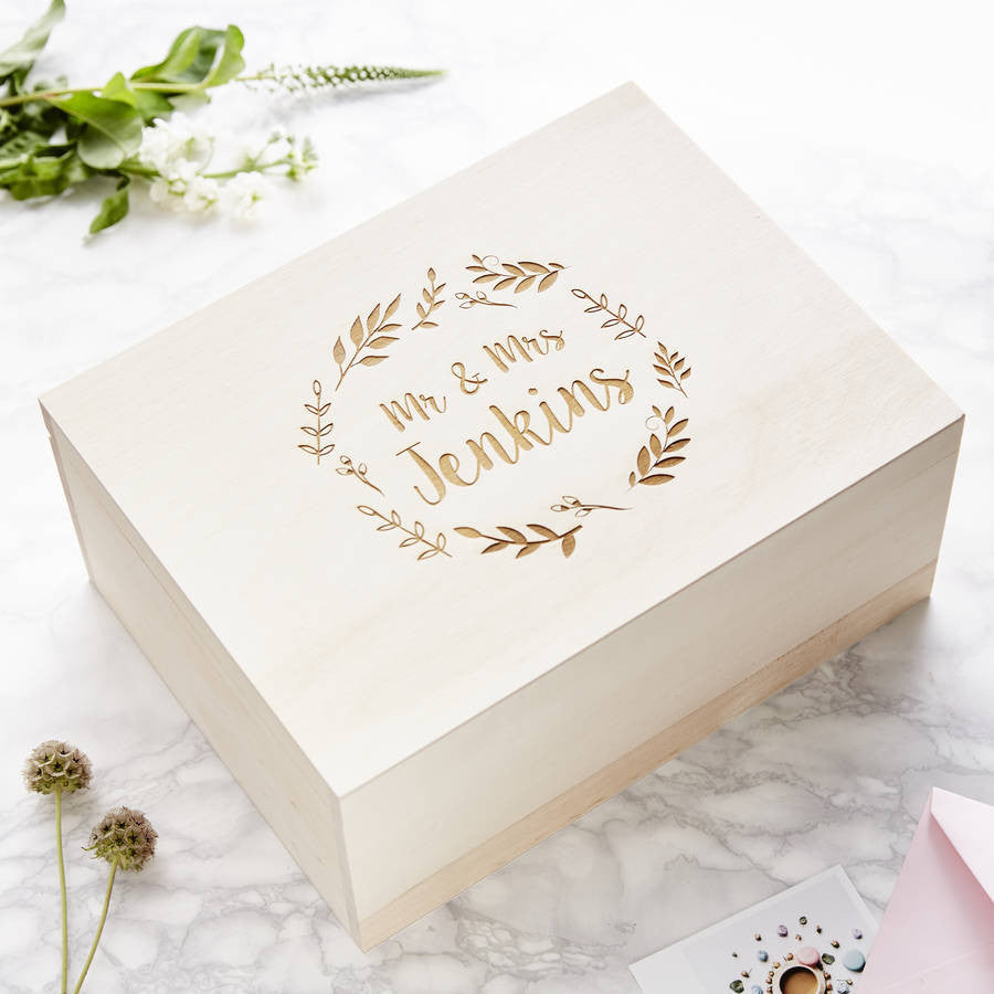 Personalised Botanical Wreath Keepsake Box
