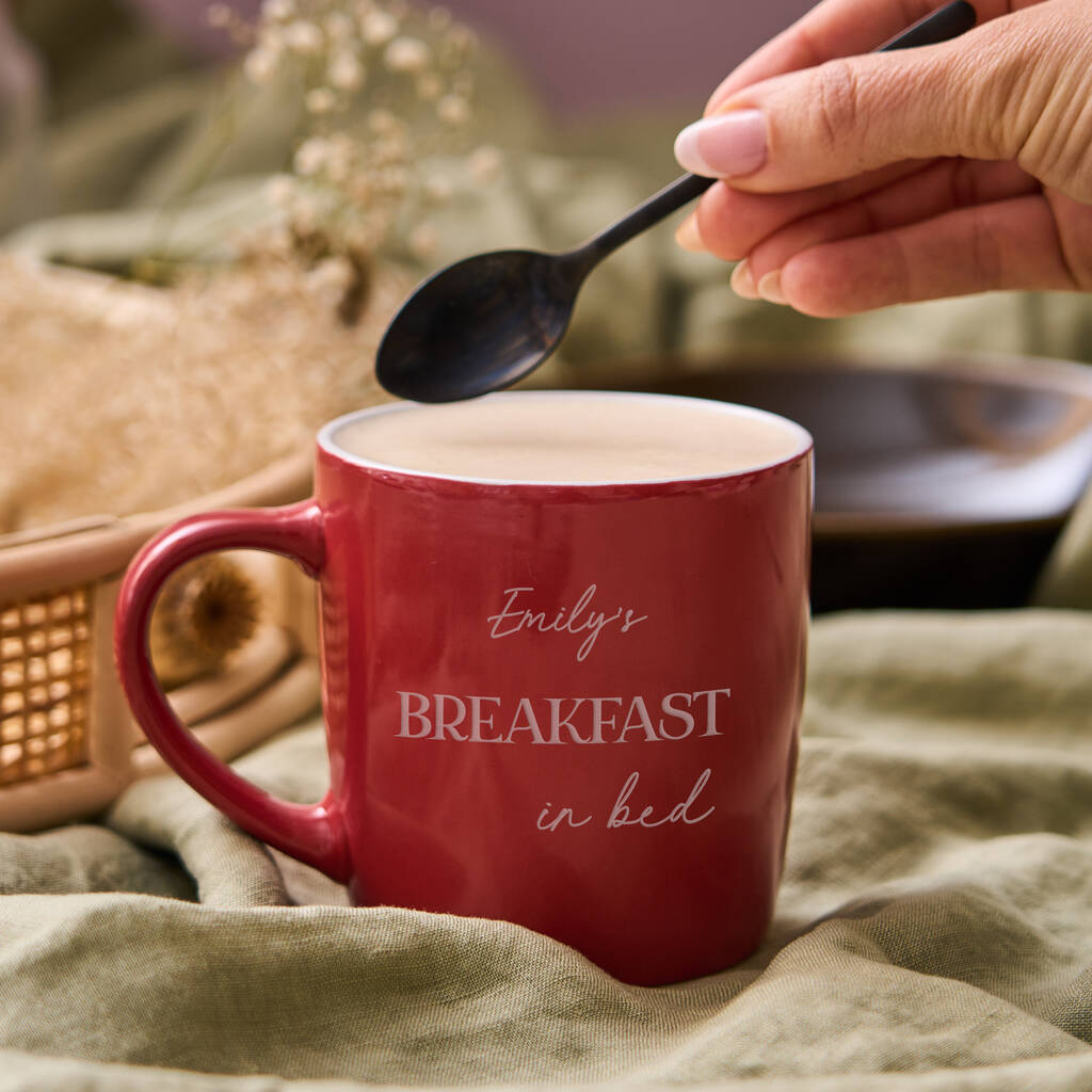 Personalised Breakfast In Bed Stoneware Mug