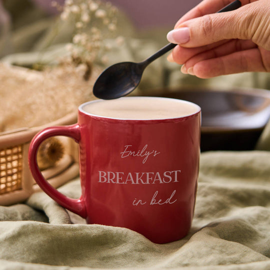 Personalised Breakfast In Bed Stoneware Mug