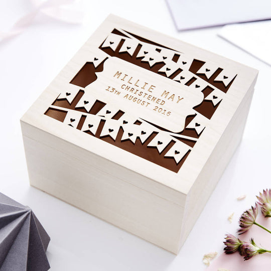 Personalised Bunting Baby Keepsake Box