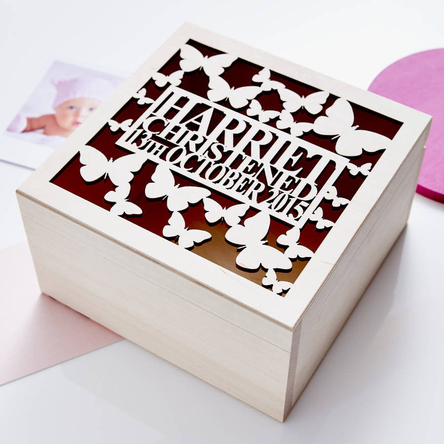 Personalised Butterfly Christening Keepsake Box