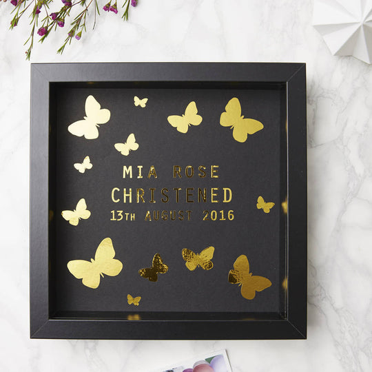 Personalised Butterfly Framed Christening Print