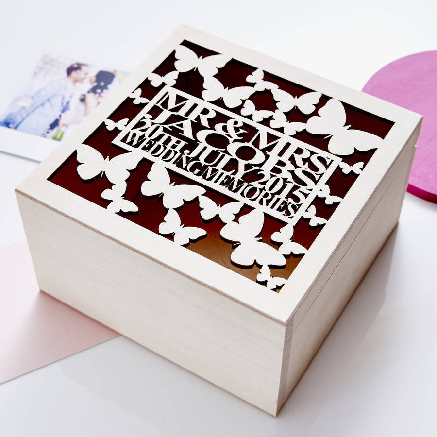 Personalised Butterfly Wedding Keepsake Box
