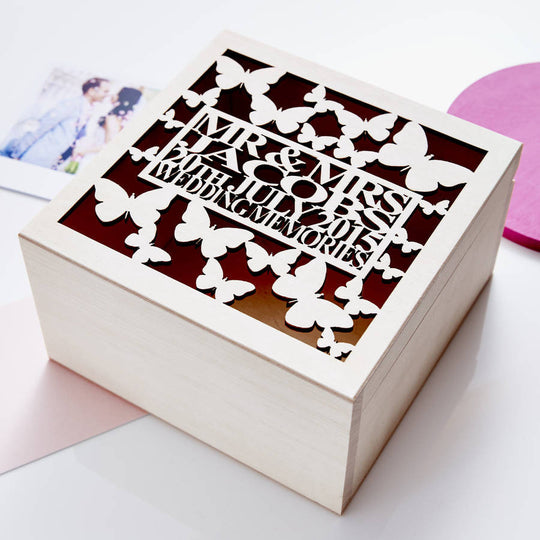 Personalised Butterfly Wedding Keepsake Box