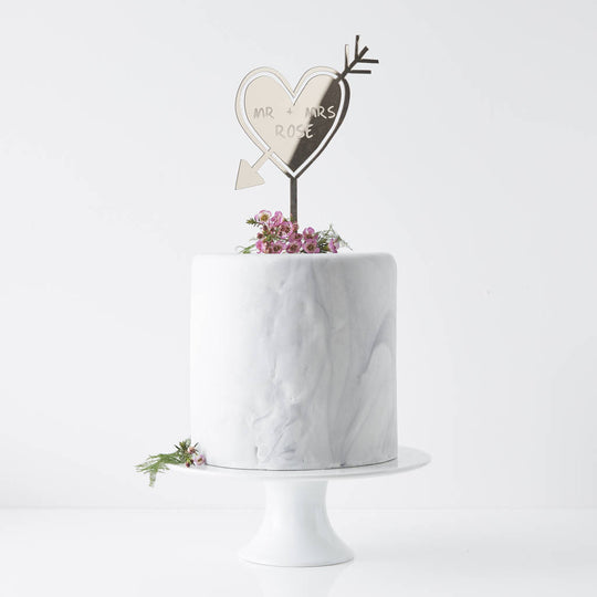 Personalised Carved Heart Cake Topper