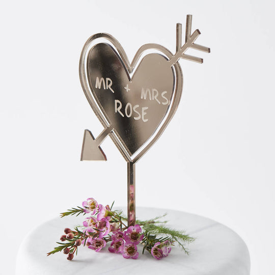 Personalised Carved Heart Cake Topper