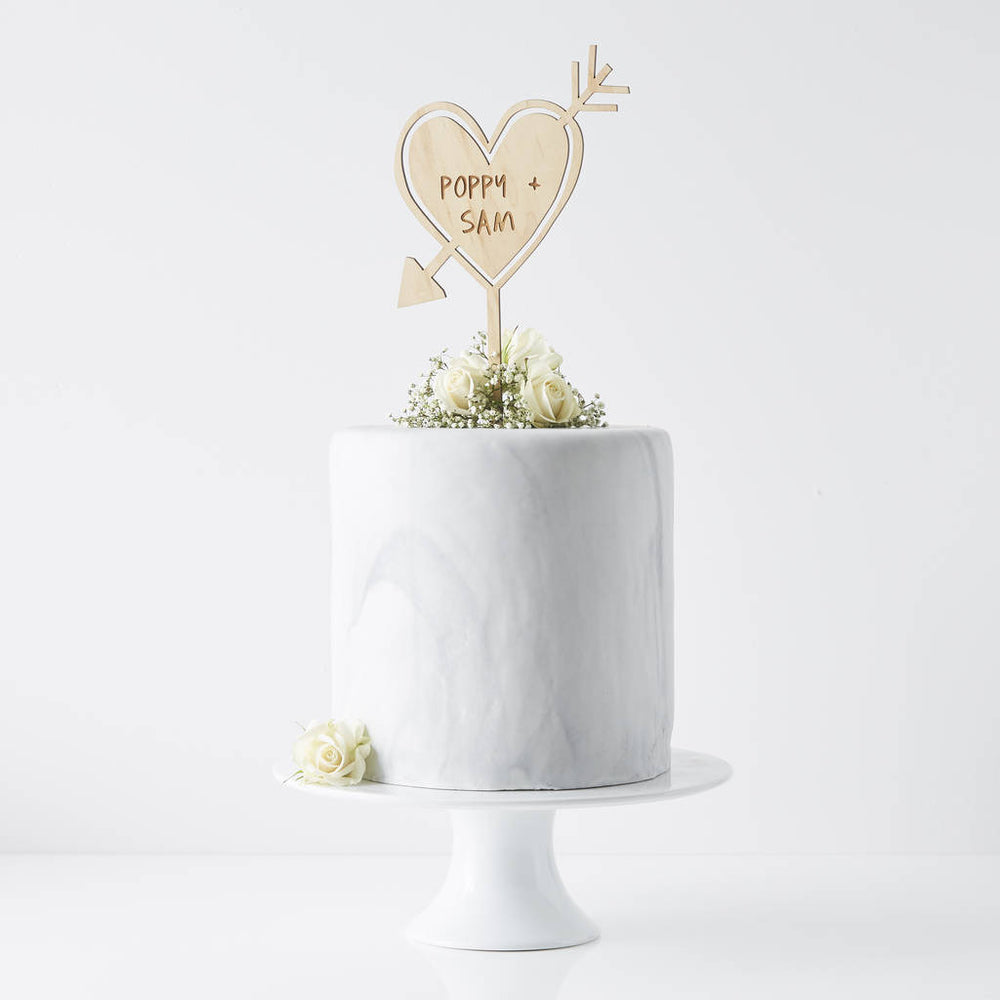 Personalised Carved Heart Cake Topper