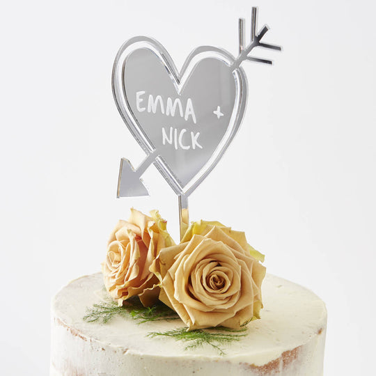 Personalised Carved Heart Cake Topper