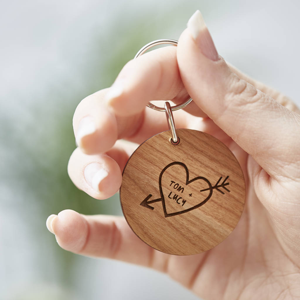 Personalised Carved Heart Keyring