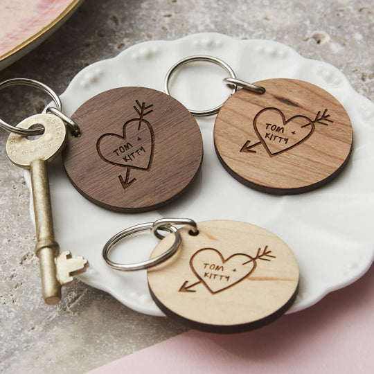 Personalised Carved Heart Keyring