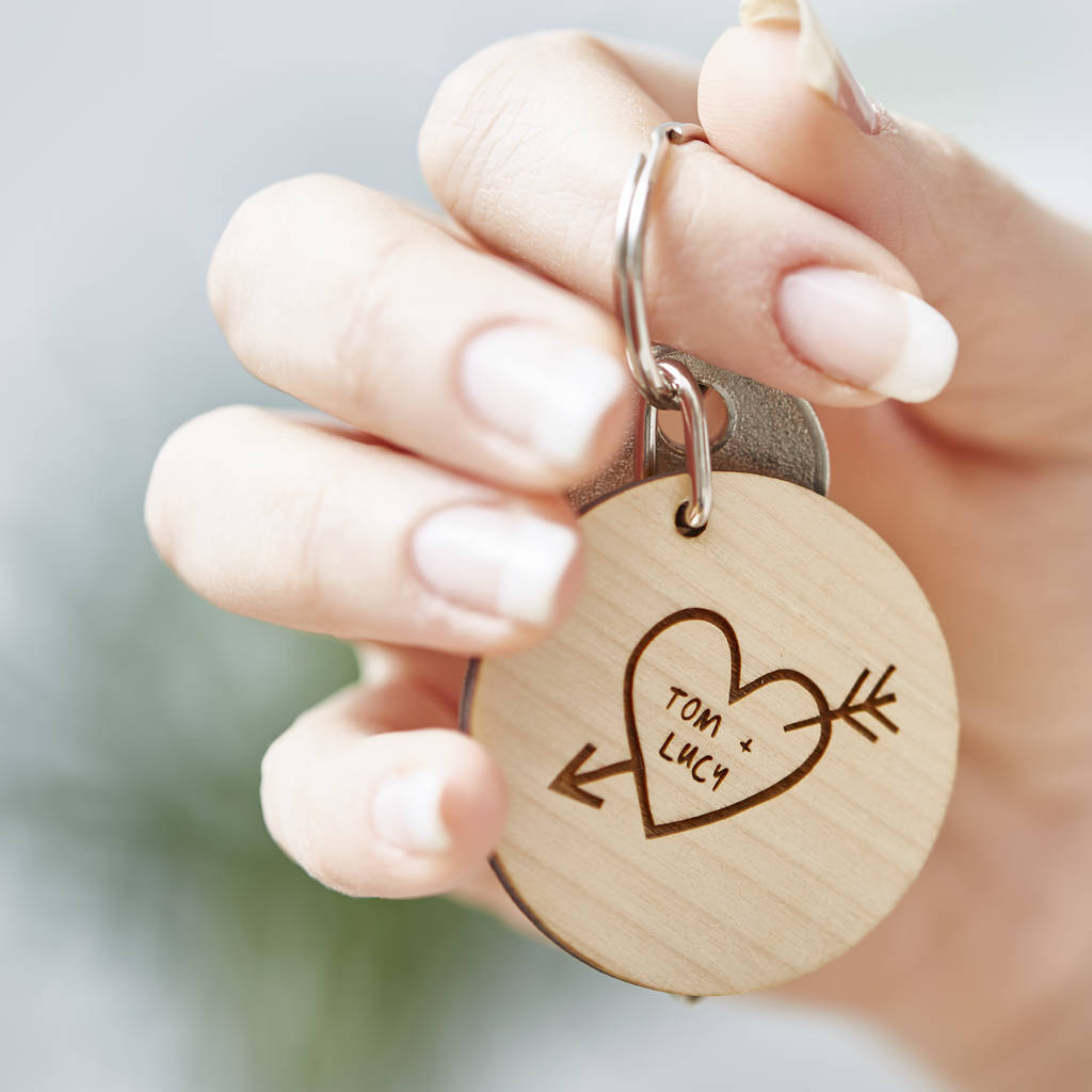 Personalised Carved Heart Keyring