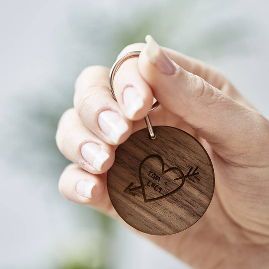 Personalised Carved Heart Keyring