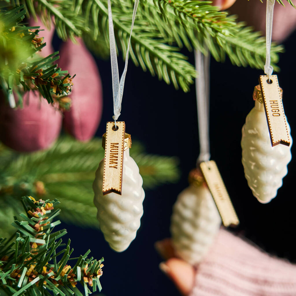 Personalised Glass Pine Cone Christmas Decoration