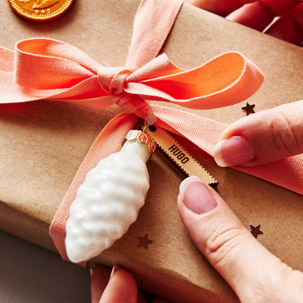 Personalised Glass Pine Cone Gift Tag