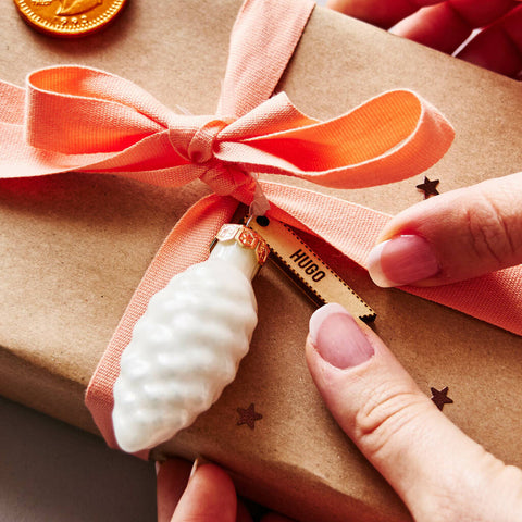 Personalised Glass Pine Cone Gift Tag