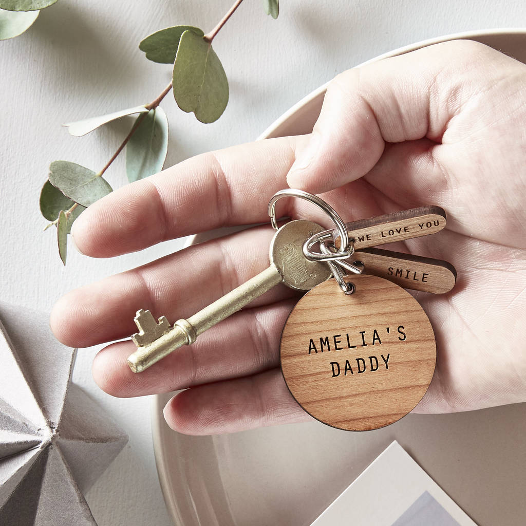 Personalised Wooden Charm Keyring