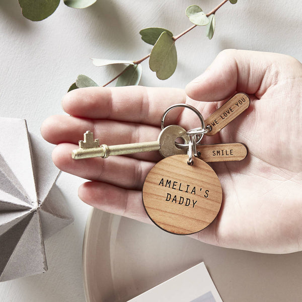 Personalised Wooden Charm Keyring