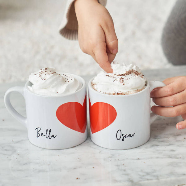 Personalised Children's Love Heart Mug Set