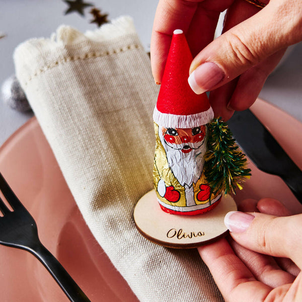 Personalised Chocolate Santa Christmas Place Setting