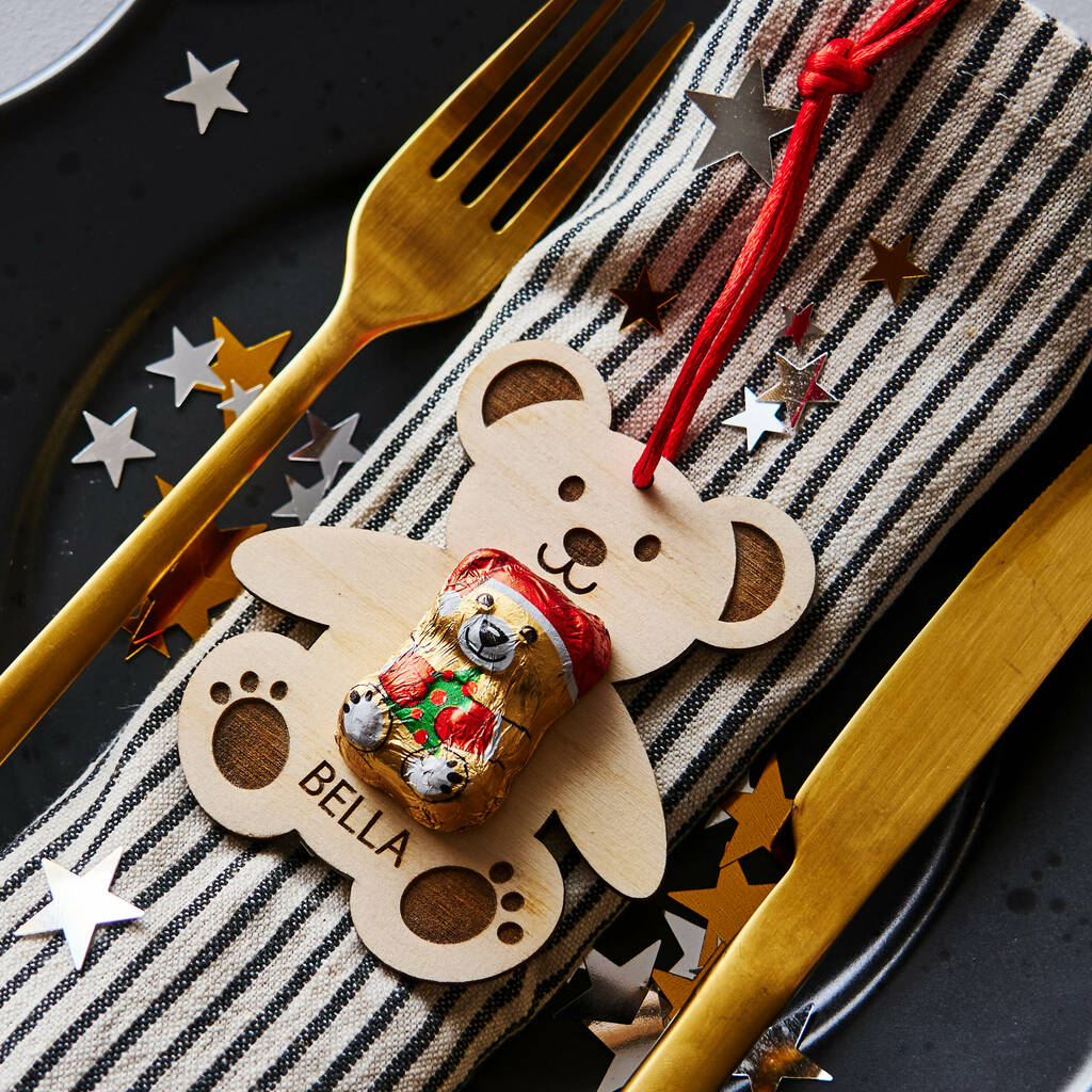 Personalised Chocolate Teddy Christmas Place Setting
