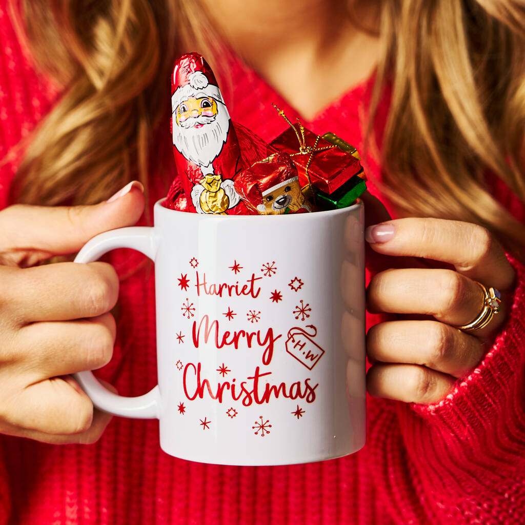 Candy Cane Personalized Glass Christmas Mugs