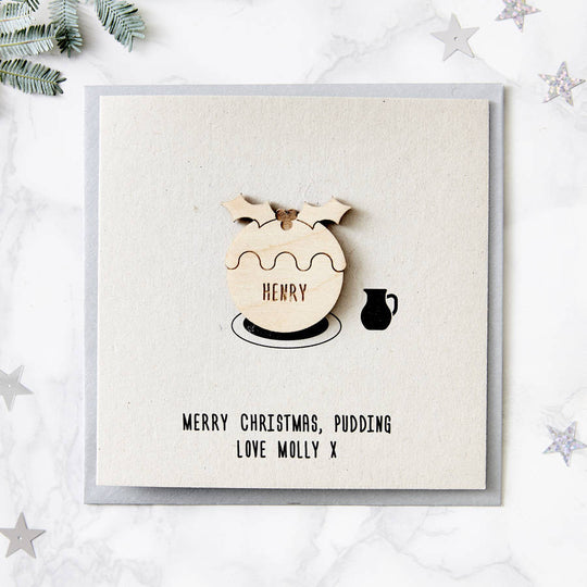 Personalised Christmas Pudding Card