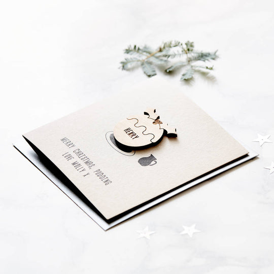 Personalised Christmas Pudding Card