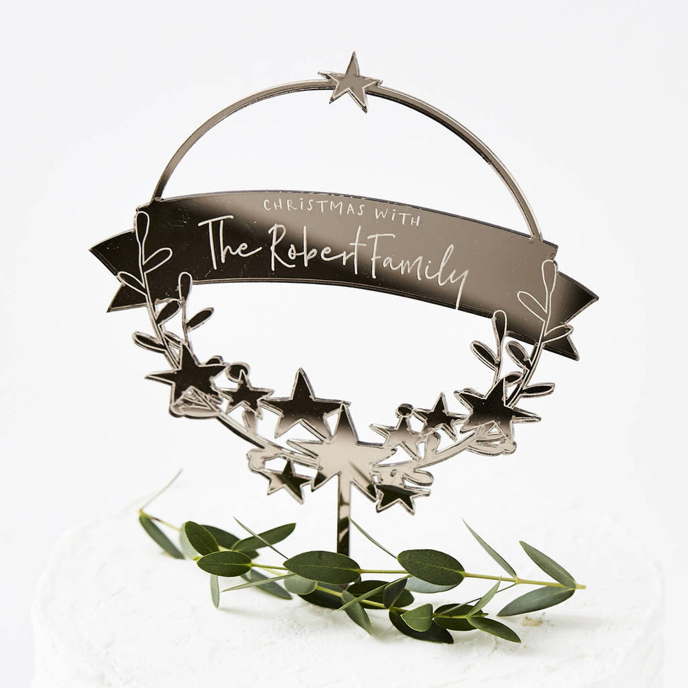 Personalised Wreath Christmas Cake Topper