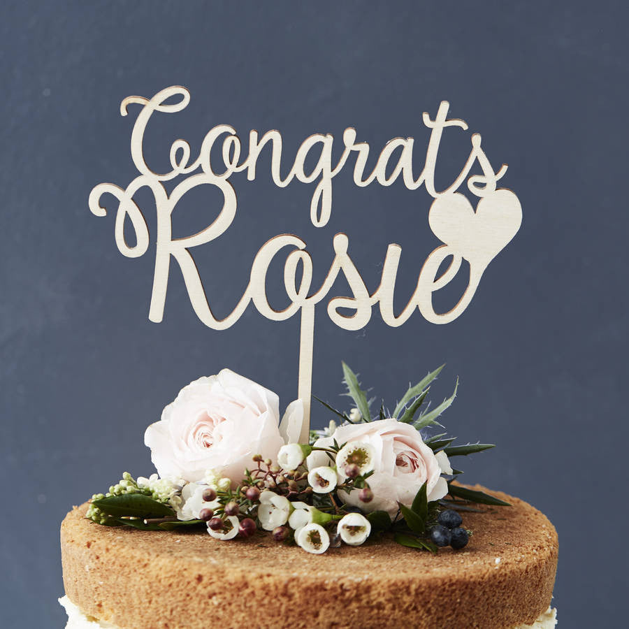 Personalised Congratulations Wooden Cake Topper