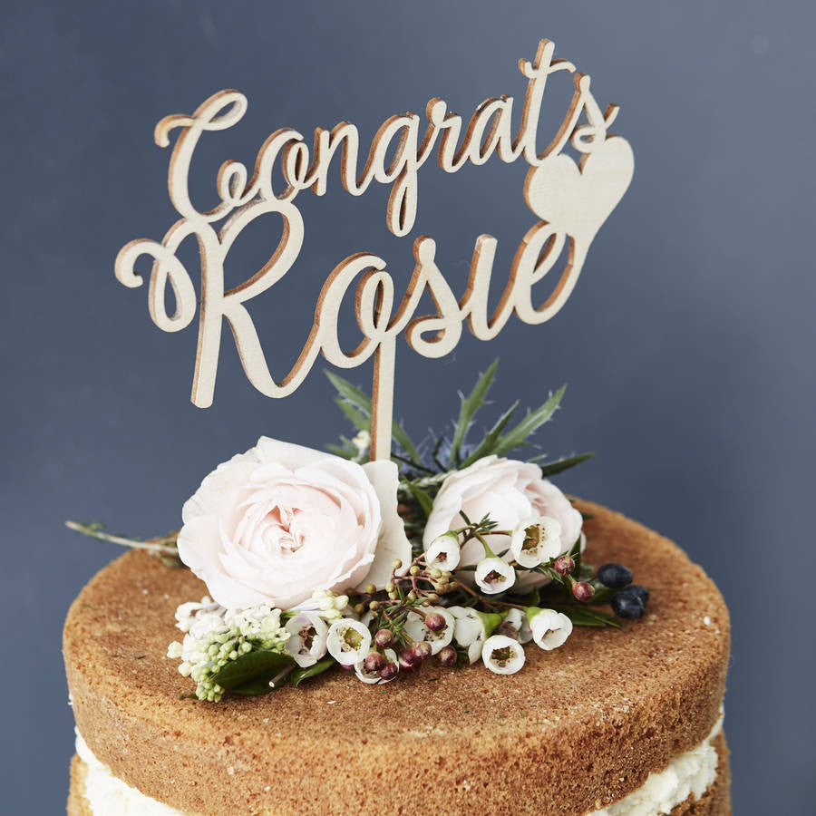 Personalised Congratulations Wooden Cake Topper