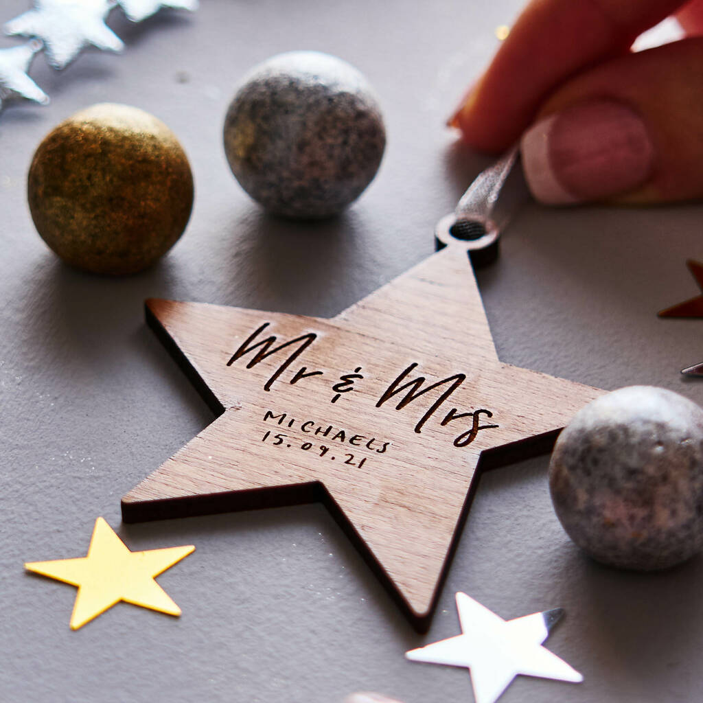 Personalised Couples Christmas Star Decoration