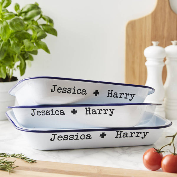 Personalised Couples Enamel Baking Tray