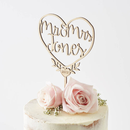 Personalised Couples Heart Cake Topper