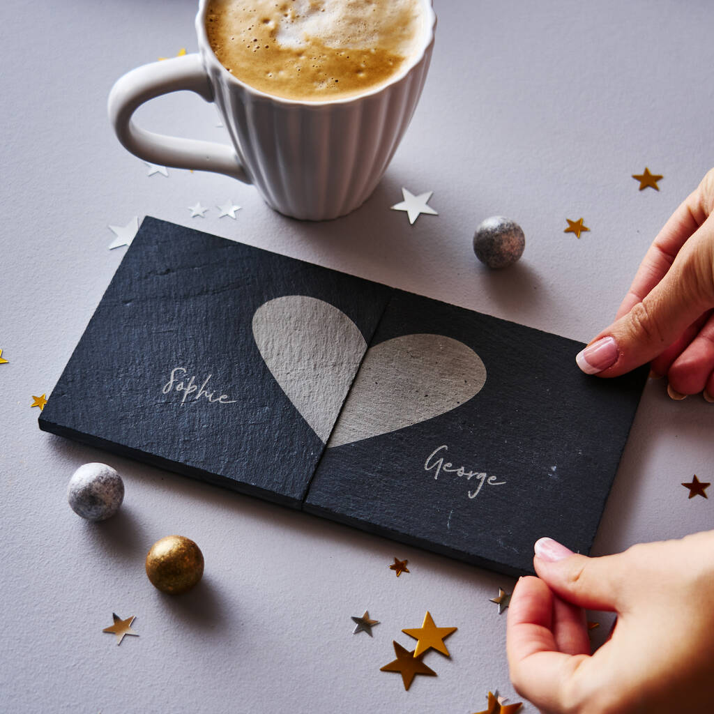 Personalised Heart Coaster Set