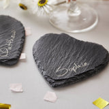 Personalised Couples Heart Slate Coaster Set