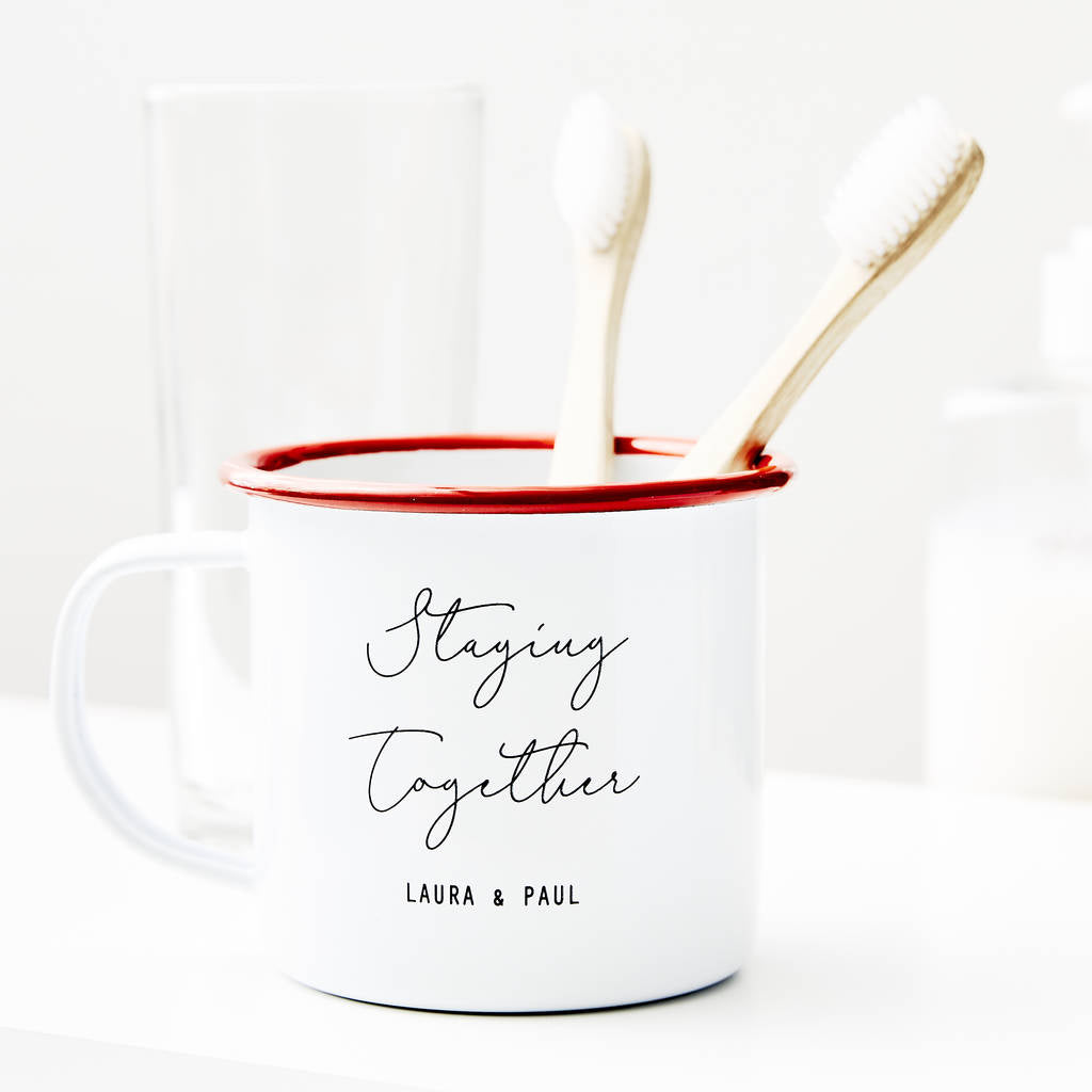 Personalised Couples Toothbrush Enamel Mug