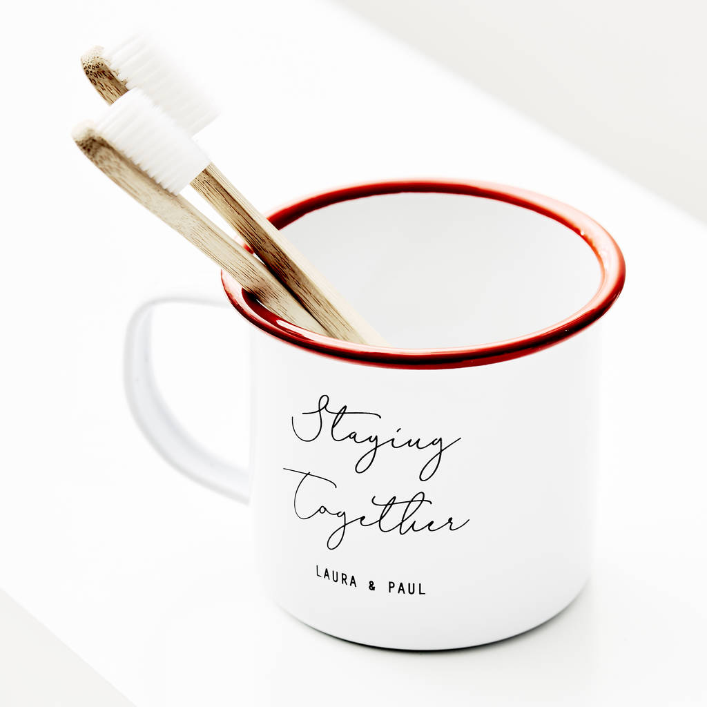 Personalised Couples Toothbrush Enamel Mug