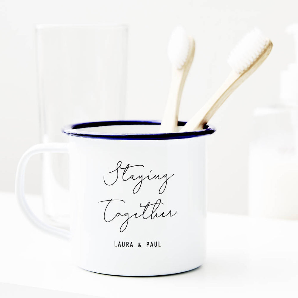 Personalised Couples Toothbrush Enamel Mug
