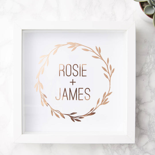 Personalised Couples Wreath Framed Print