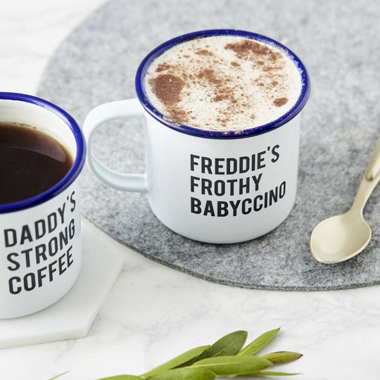 Personalised Daddy And Me Enamel Mugs