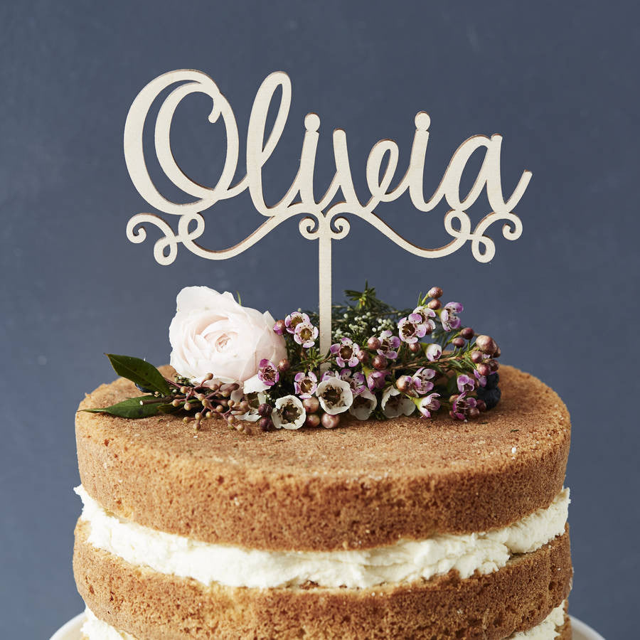 Personalised Decorative Name Wooden Cake Topper