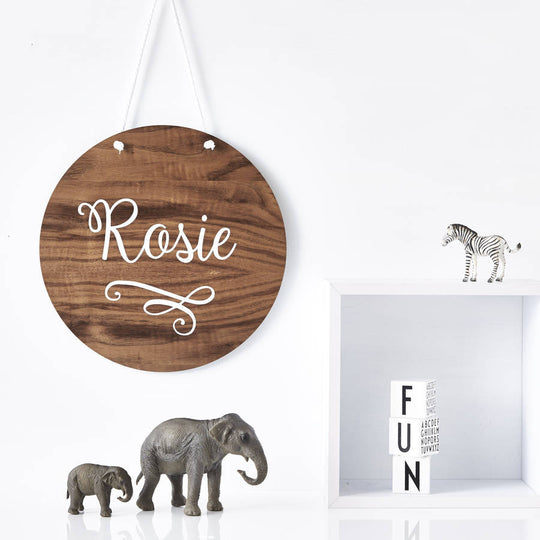 Personalised Delicate Swirl Nursery Wooden Wall Art