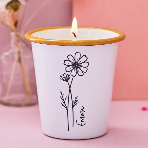 Personalised Enamel Birth Flower Candle - Spark More Joy