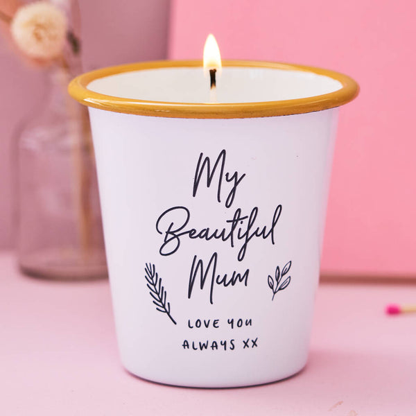 Personalised Enamel Candle For Mum - Spark More Joy