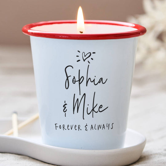 Personalised Enamel Couples Candle - Spark More Joy