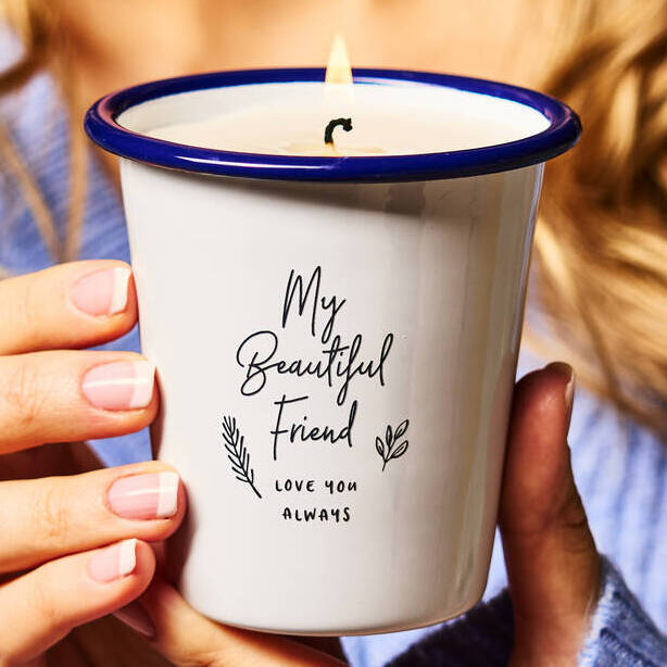 Personalised Enamel Friendship Candle - Spark More Joy