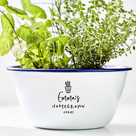 Personalised Enamel Herb Planter